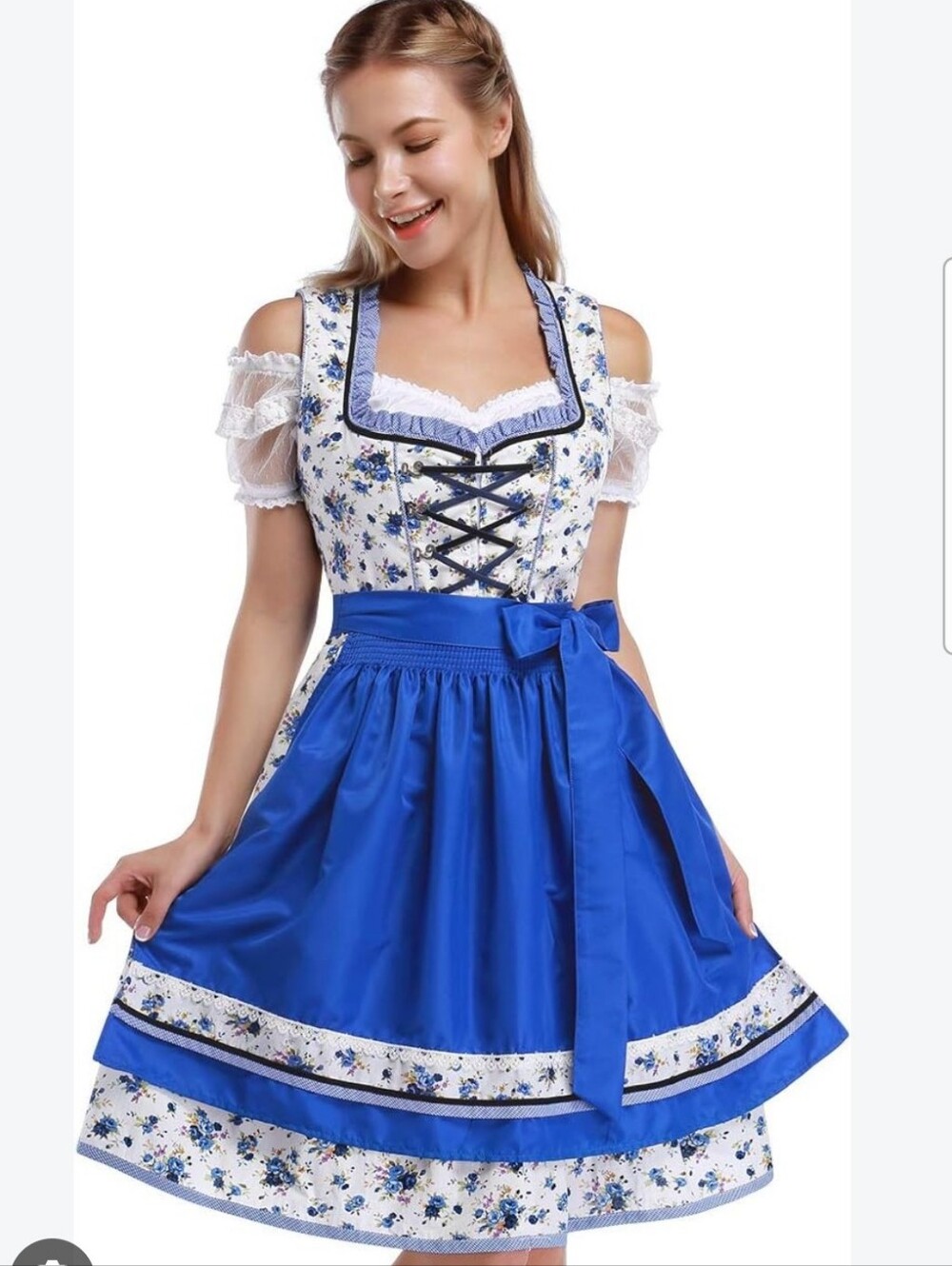 Blue Floral Dirndl-Fits Like XL